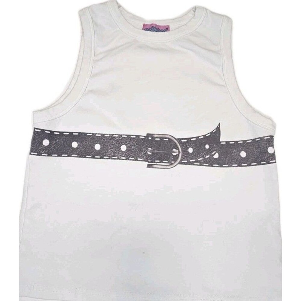 Edikted Belt Graphic Tank Top White Sleeveless Y2K Style Size M